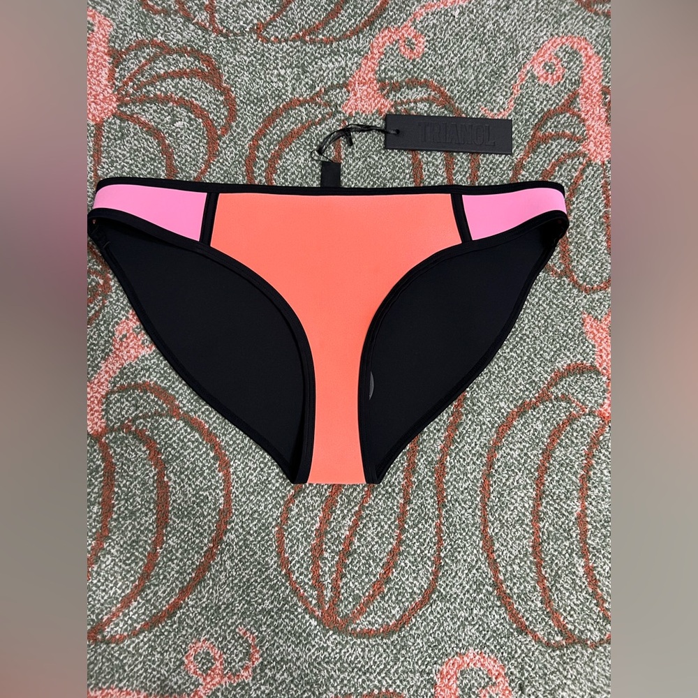 Triangl Neoprene Colorblock Bikini Bottom - Coral & Pink NWT